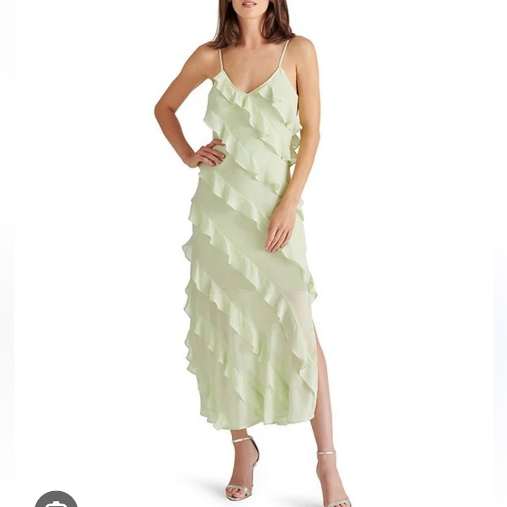 Steve Madden Dion  V Neck 6  y2K Ruffle Slip Midi Dress NWT wedding guest